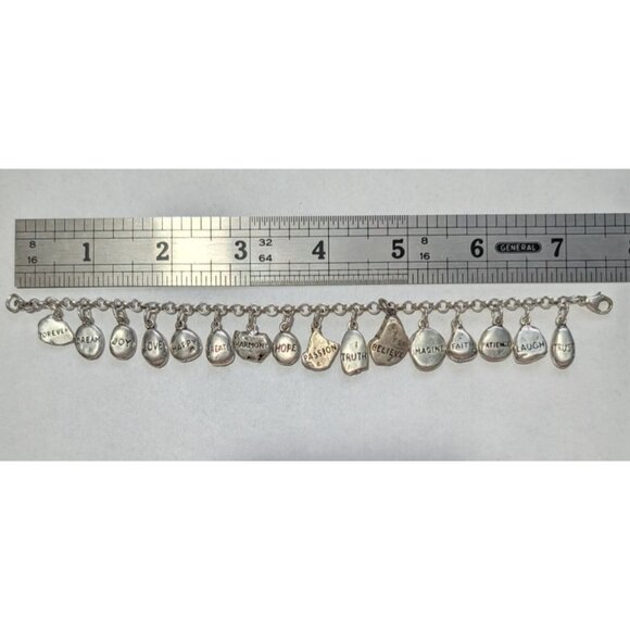 Sterling Silver Charm Bracelet 16 Inspirational Charms Lobster Clasp Size 7 - Picture 9 of 16